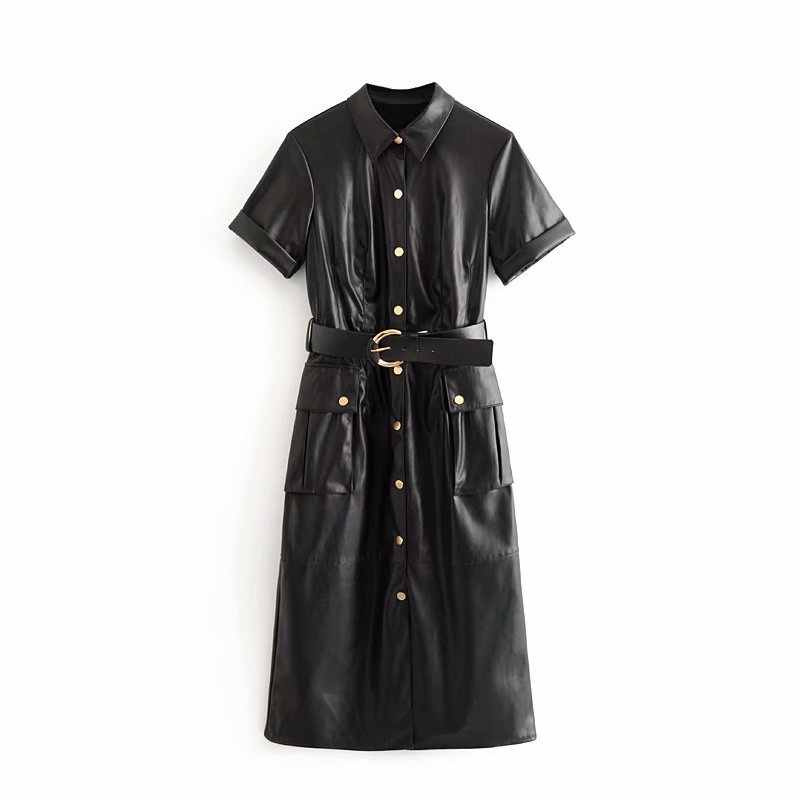 Women  faux leather dress