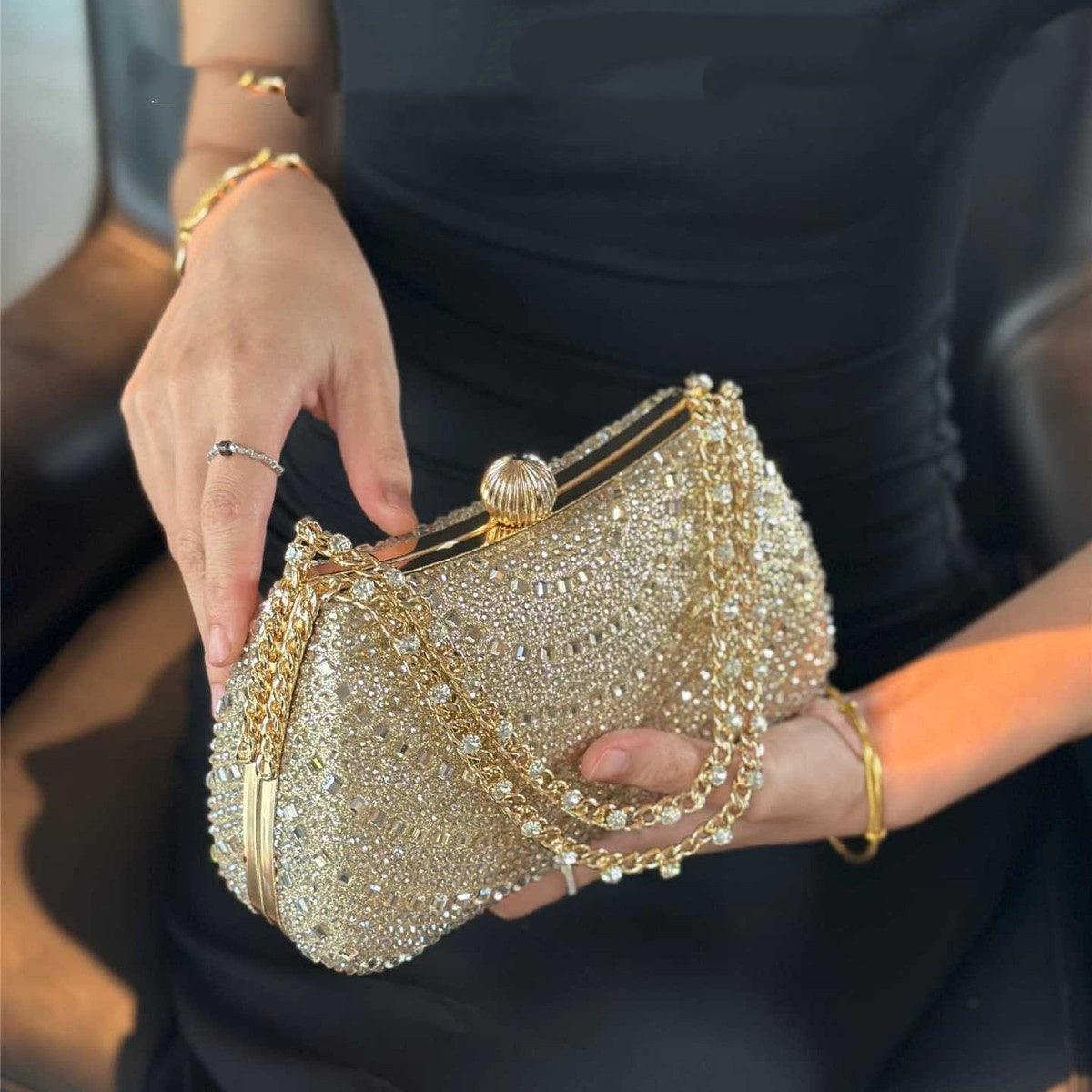 High-end Socialite Full Crystals Handbag