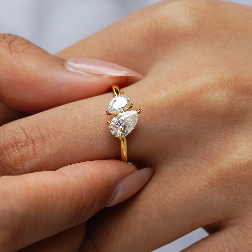 Square Drop Exaggerated 925 Sterling Silver  Moissanite Ring