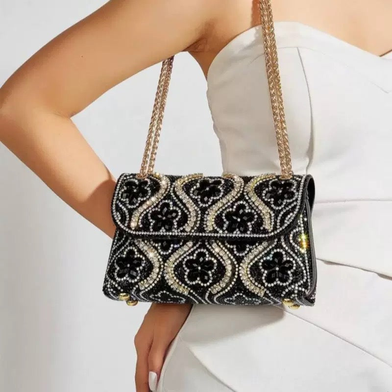 Cross-border Amazon Gemstone with Crystal-encrusted Socialite Bag