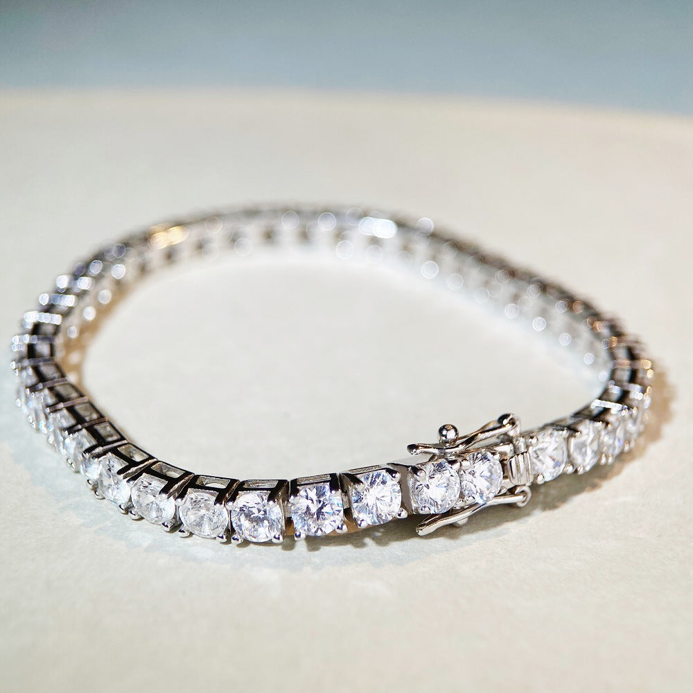 Sterling Silver Tennis Chain Moissanite Bracelet