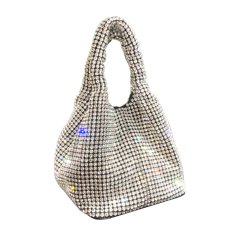 Hand-held Bucket Crystal Single Shoulder Cross-body Mini Bag