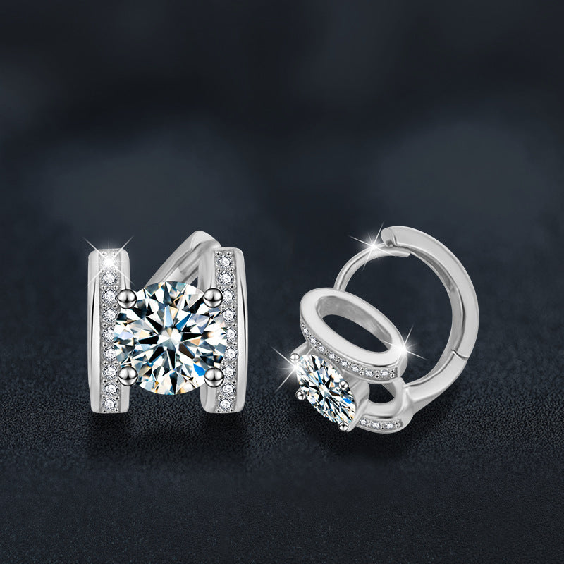 Simple Moissanite Silver Earrings