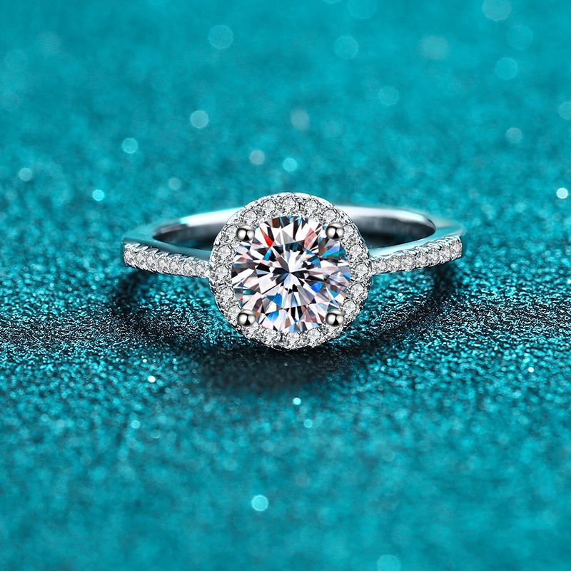 925 Silver Edge Micro-inlaid Ring Moissanite Ring