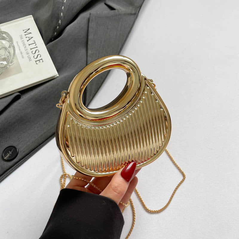 Embossed Crescent-chain Shoulder-crossbody Bag