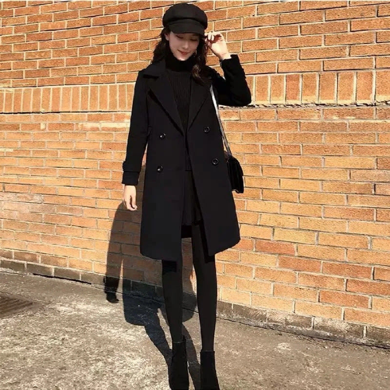 Trendy Black Chanel-style Wool Coat