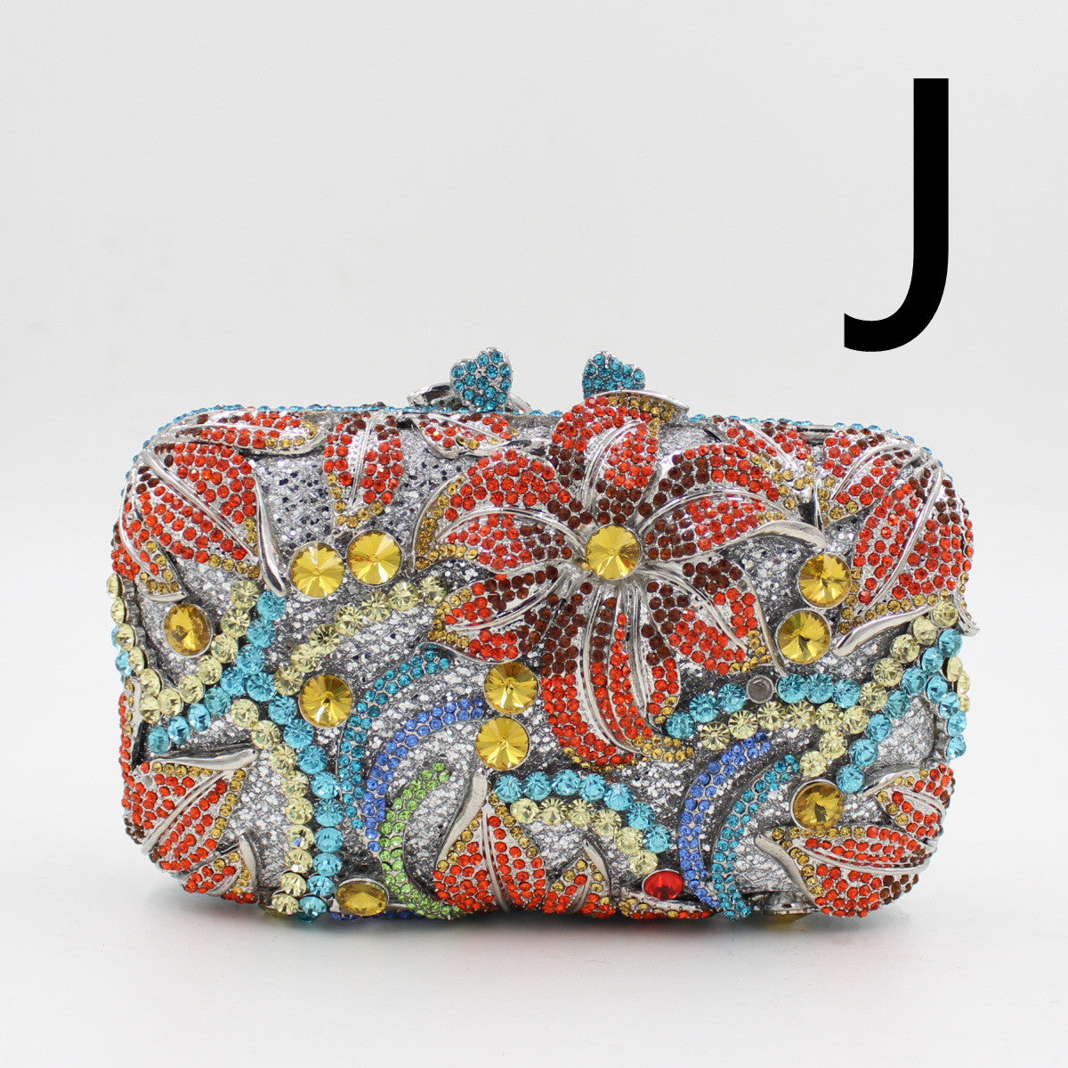 Flower Rhinestone Hollow Clutch
