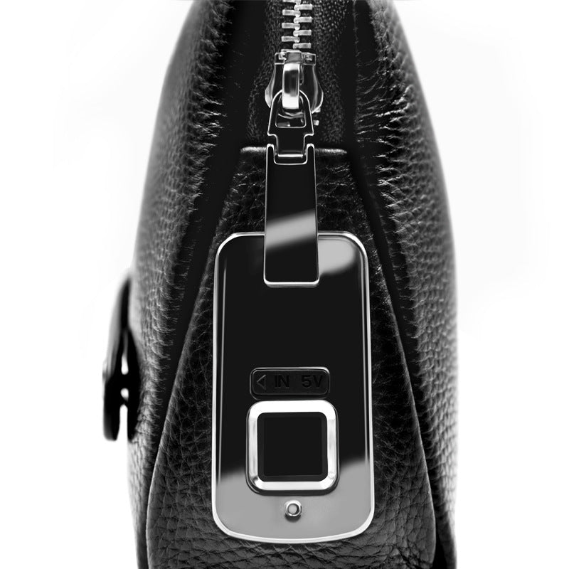 Business Handbag with Fingerprint Lock in Calf Leather