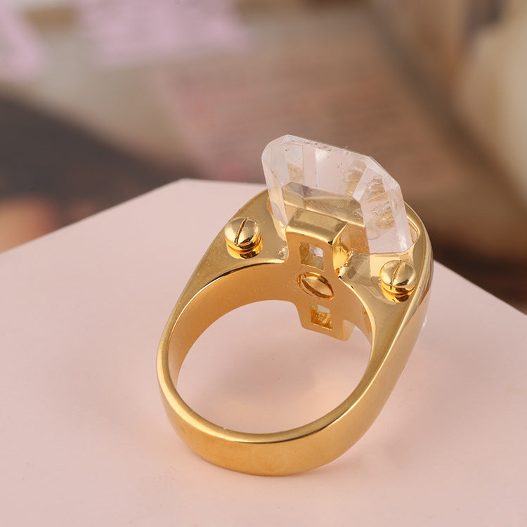 Rectangular natural stone Ring