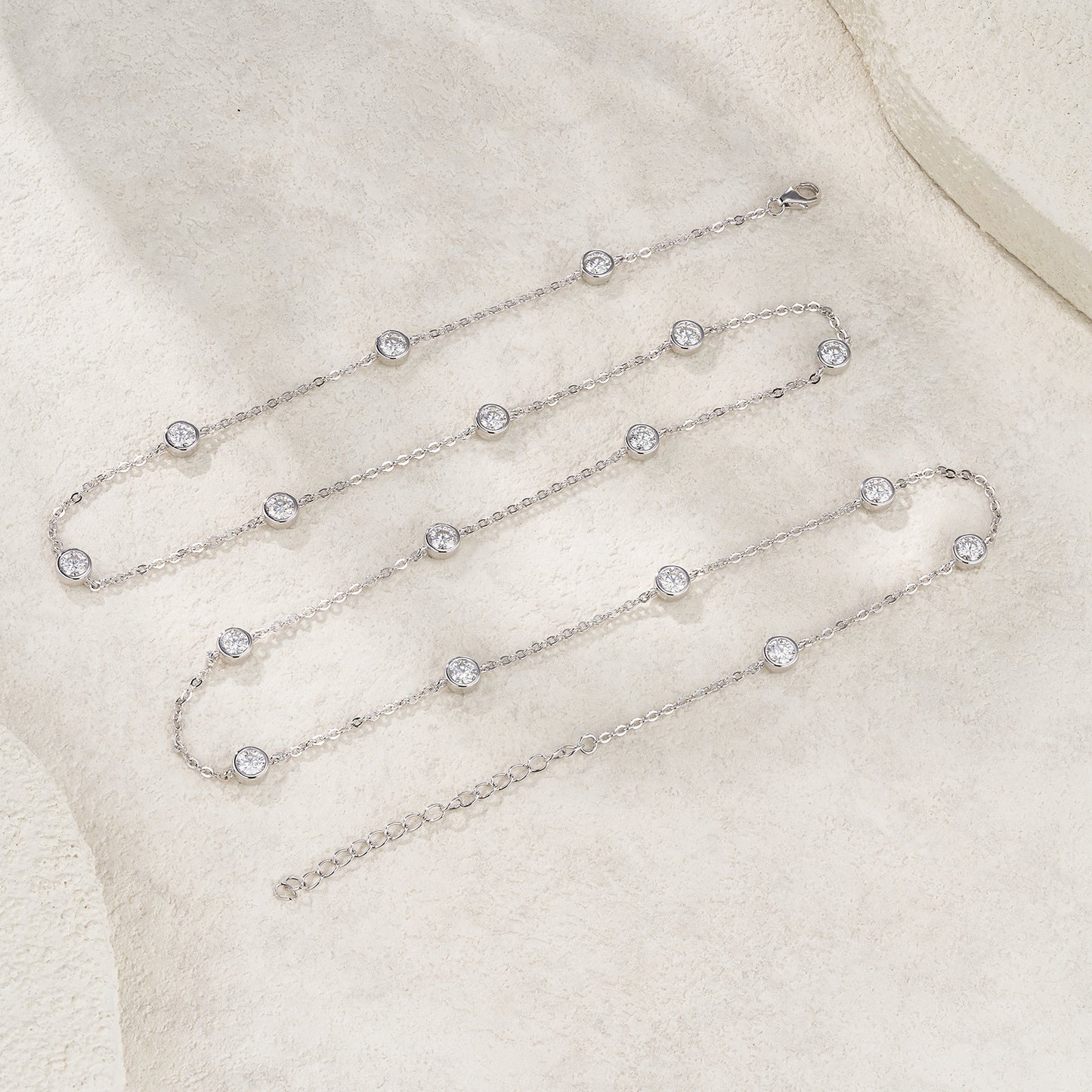 Silver Moissanite Minimalist Design Light-luxury Tassel Clavicle Necklace