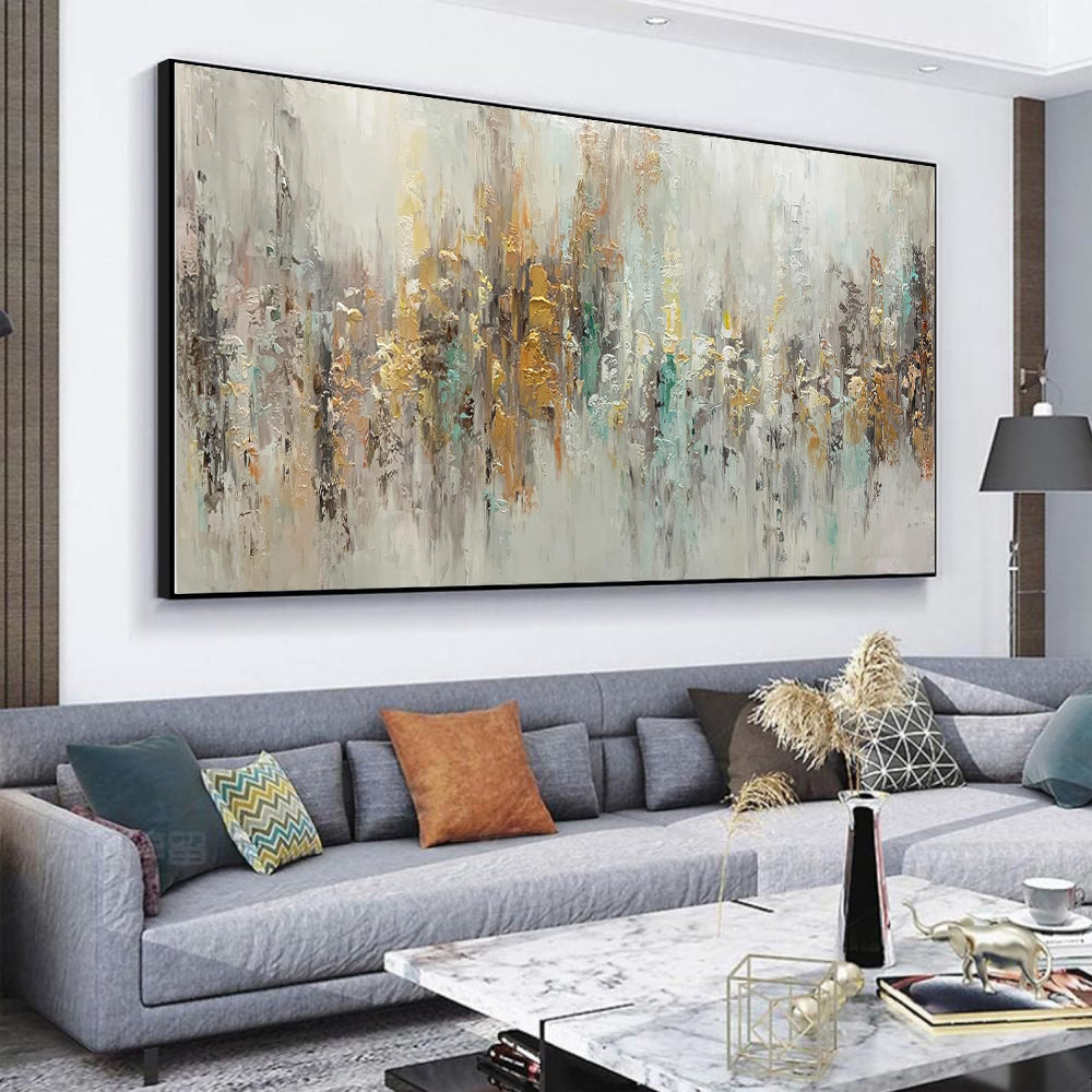Handmade Abstract Oil Painting On Canvas Light Luxury Horizontal Wall Art For Living Room  Decor