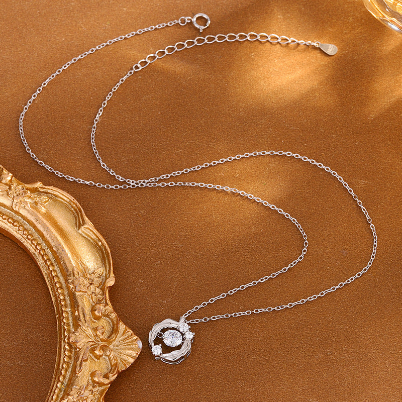 S925 Sterling Silver Moissanite Feather Necklace