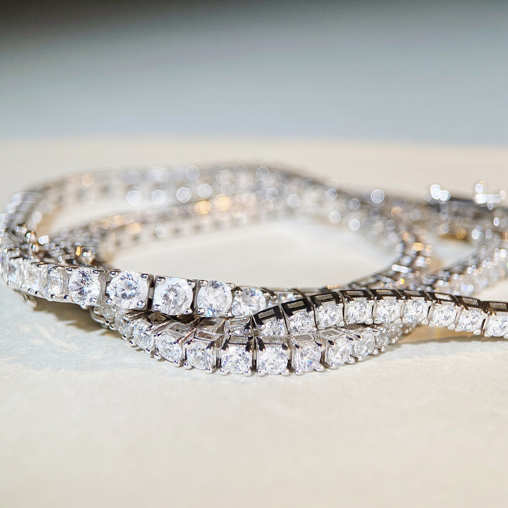 Sterling Silver Tennis Chain Moissanite Bracelet