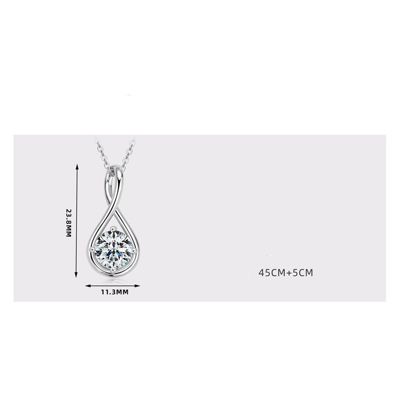 Silver Moissanite Drop-shaped Necklace