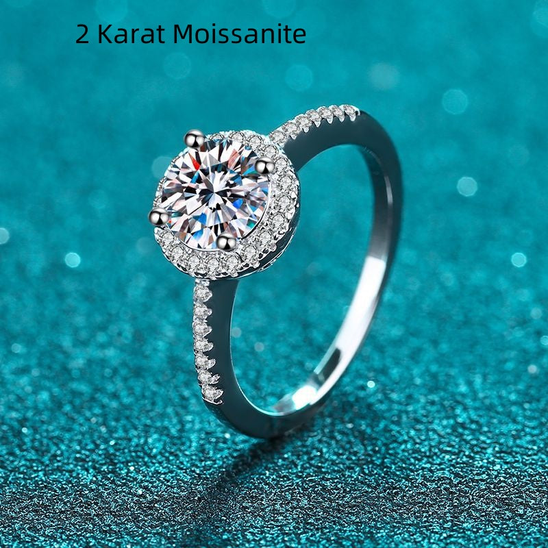 925 Silver Edge Micro-inlaid Ring Moissanite Ring