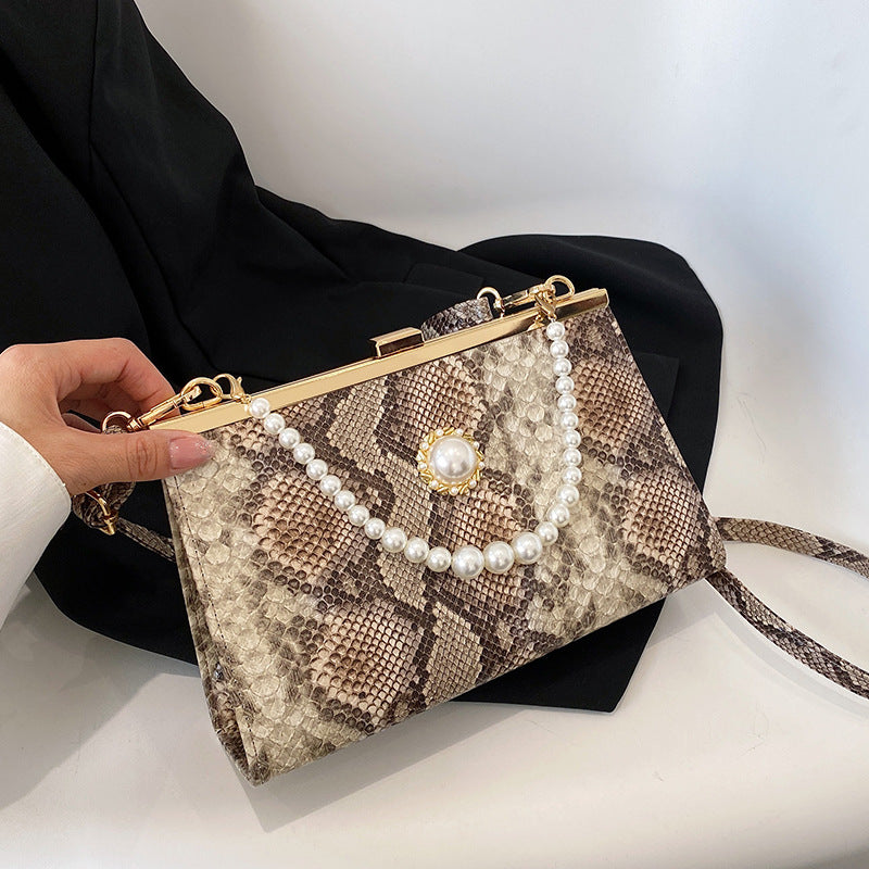 Vintage Python pattern Pearl-chain  Bag