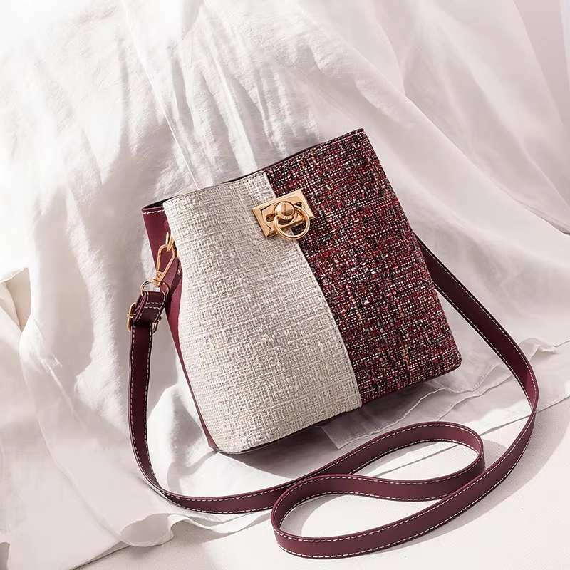 Shoulder Diagonally Slant Bucket Bag