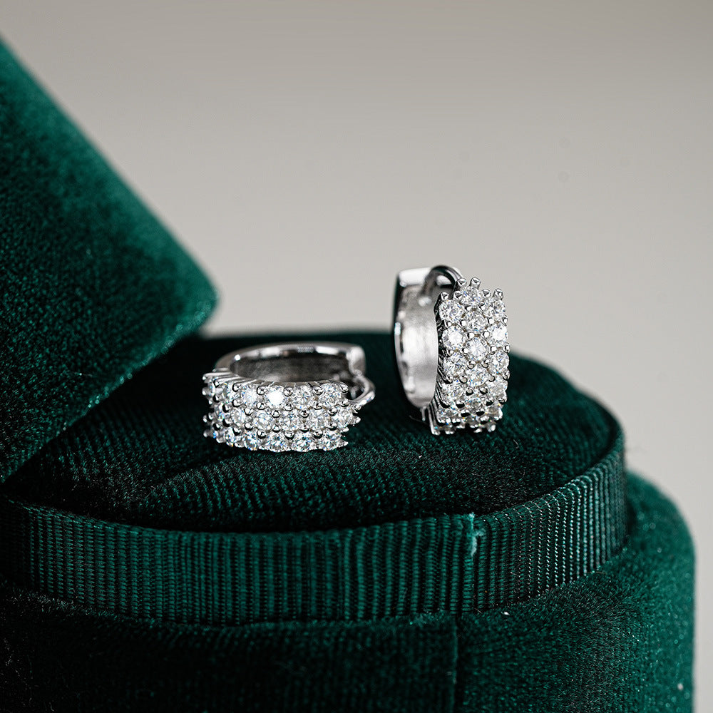 925 Sterling Silver Moissanite Earrings  Asymmetrical American Design
