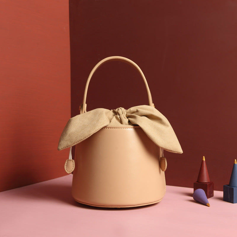 Calf Leather bow bucket bag