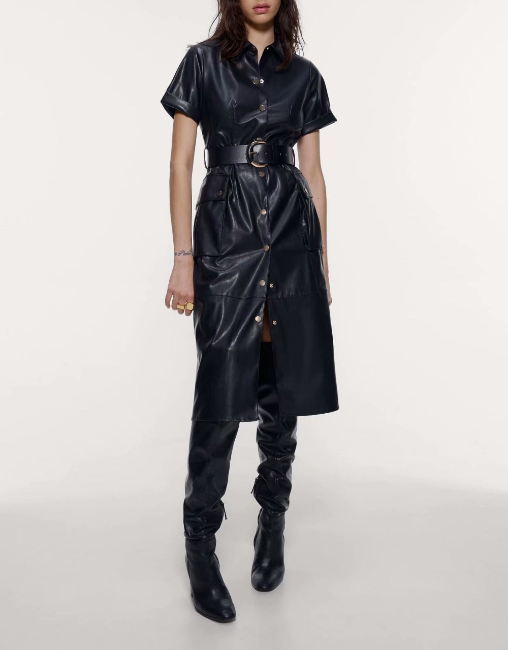 Women  faux leather dress