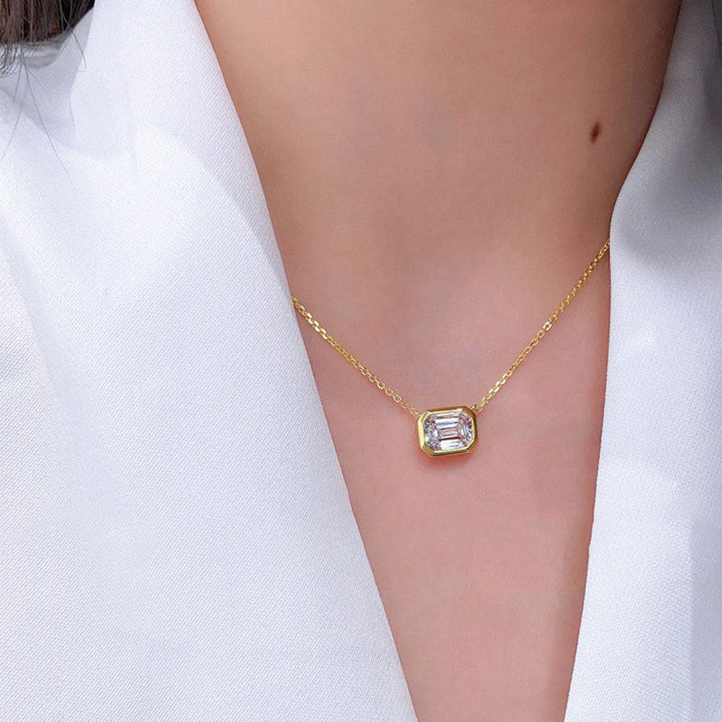 Rectangular Moissanite Necklace