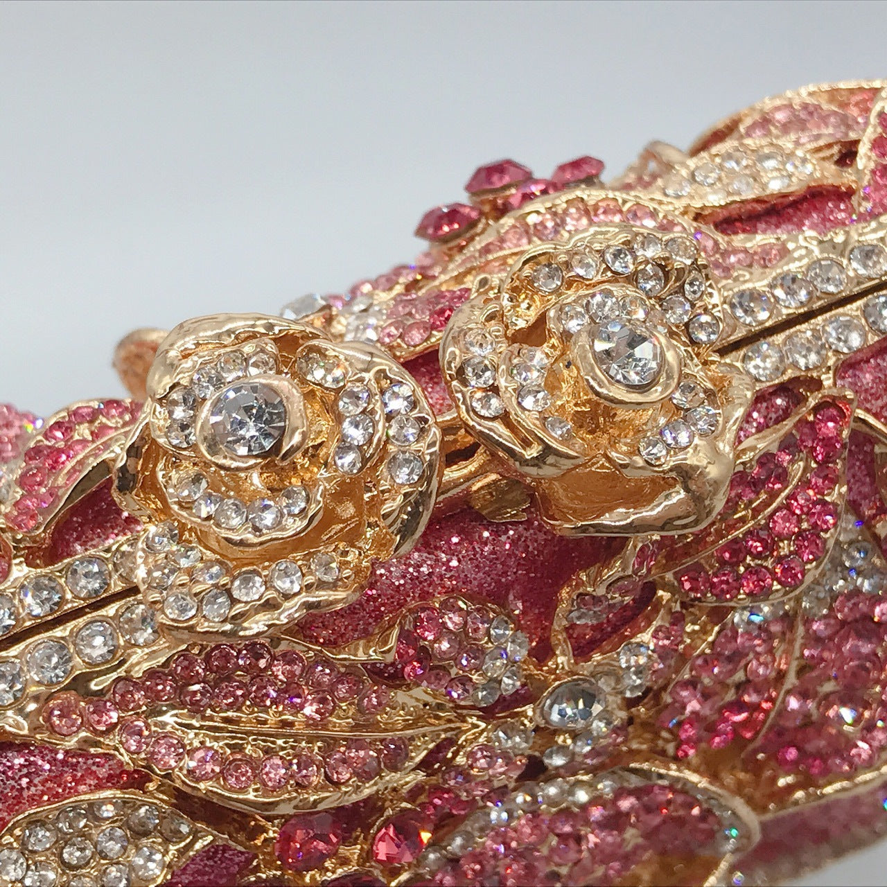 Metal Rose Crystal Clutch