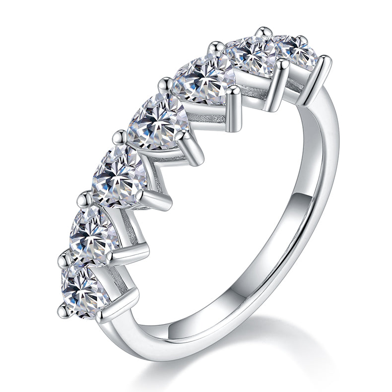 Silver Ring Set With Top-quality Moissanite, S925 Silver Plated With Platinum
