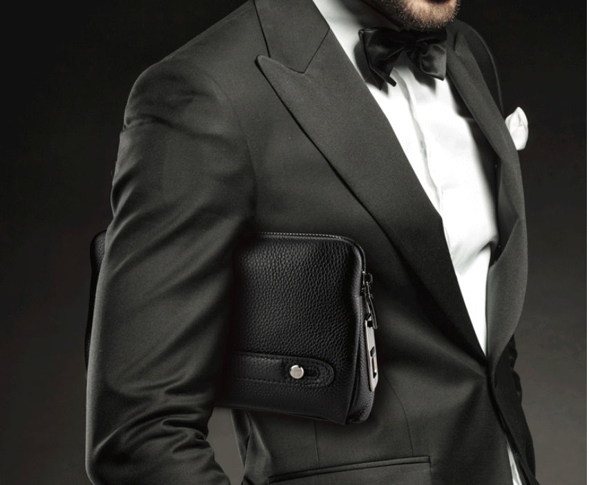 Business Handbag with Fingerprint Lock in Calf Leather