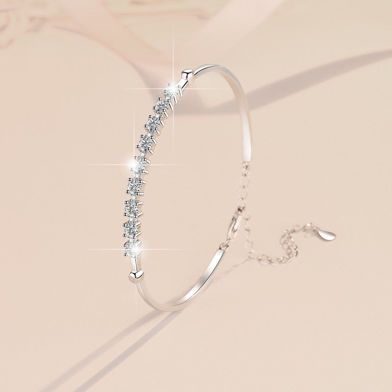S925 Sterling Silver  Gang Drill Adjustable Moissanite Bracelet