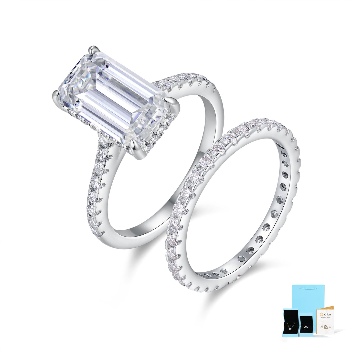 S925 Sterling Silver Stackable Ring Set With Moissanite