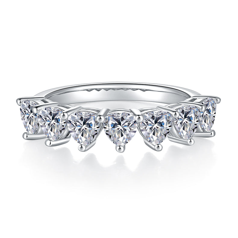 Silver Ring Set With Top-quality Moissanite, S925 Silver Plated With Platinum