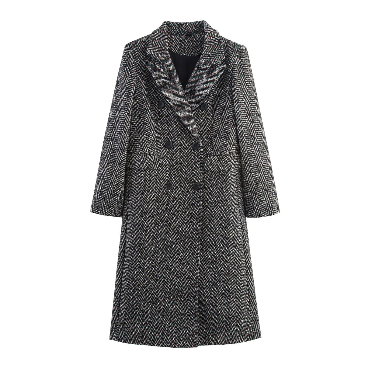 Womens British-style Commuter Herringbone Loose Wool Coat