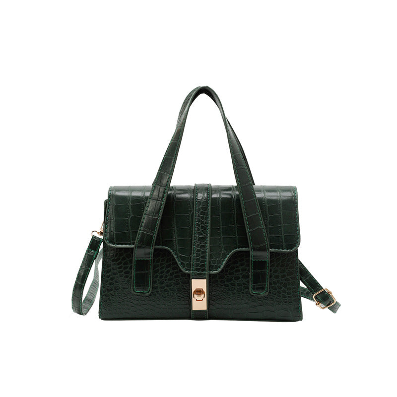 Solid-color Crocodile-pattern Tote Bag