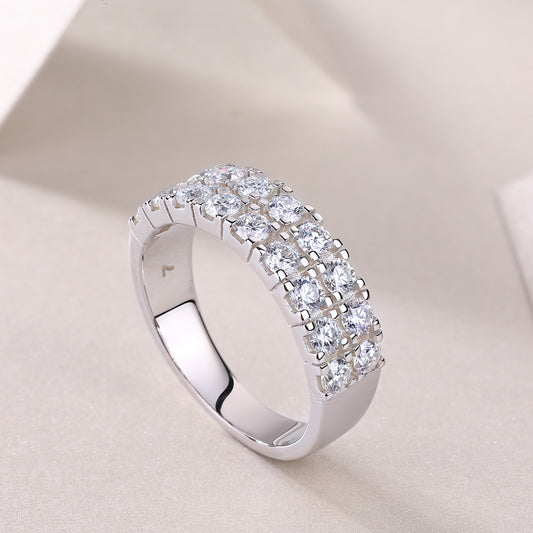 Moissanite S925 Sterling Silver Light Luxury Online Influencer Ring