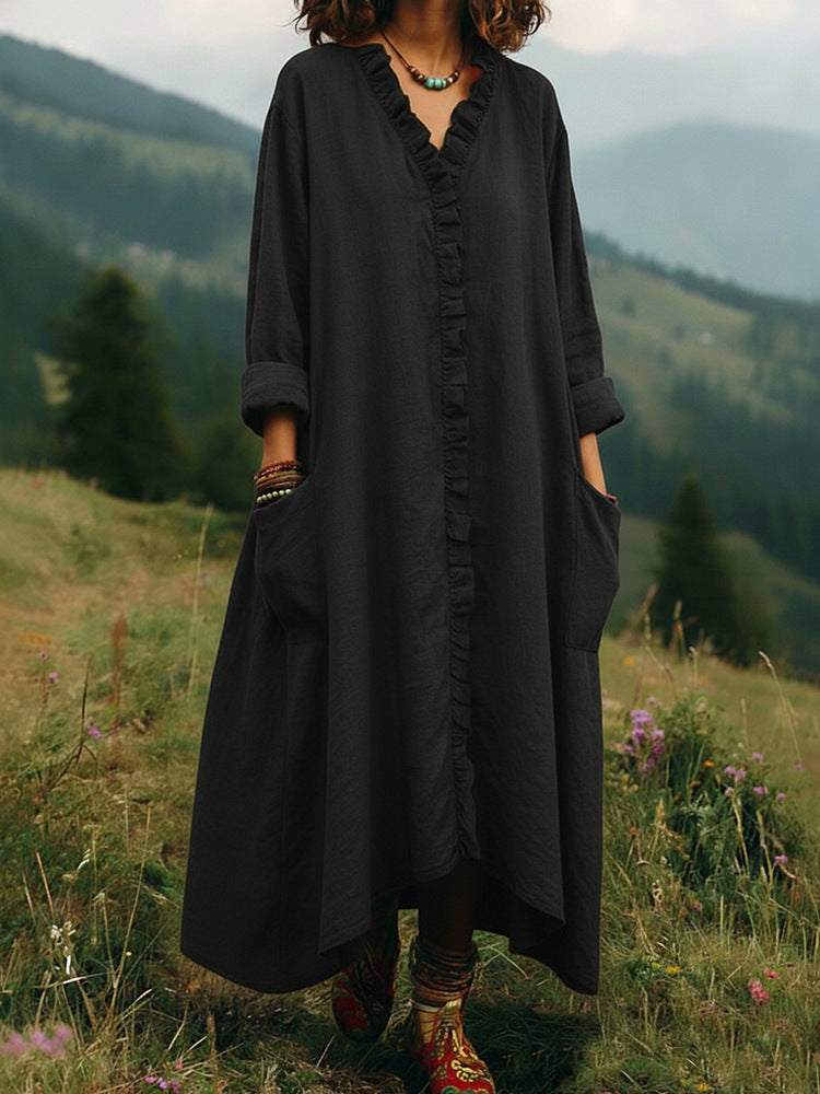 Stylish Relaxed-fit Cotton Midi Dress