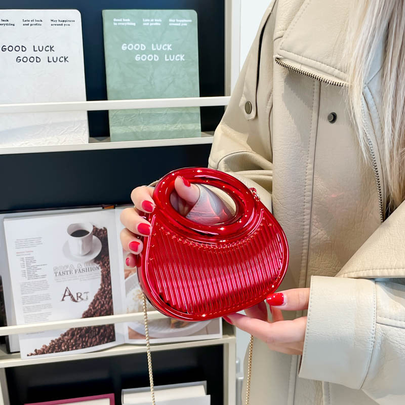 Embossed Crescent-chain Shoulder-crossbody Bag