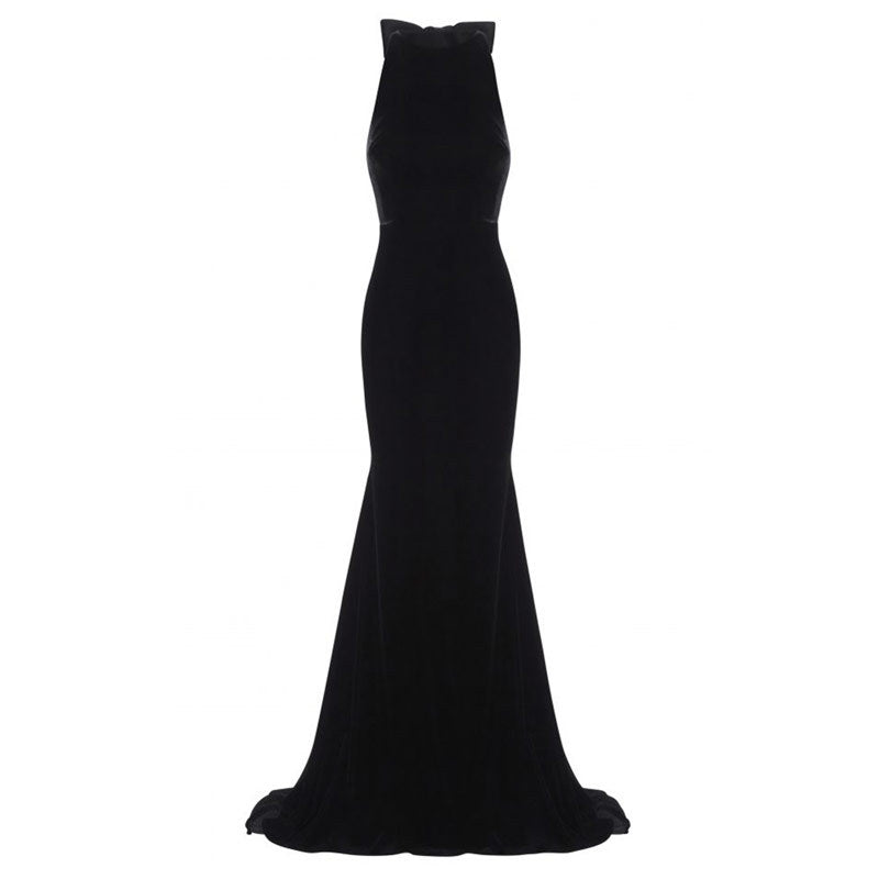Halter neck bow tail Evening Dress