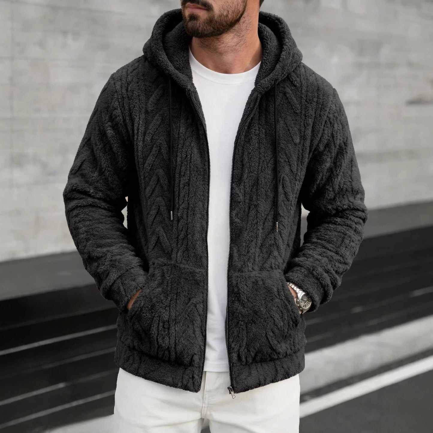 Men's Casual Hooded Sweatshirt  Loose-fitting Knitwear