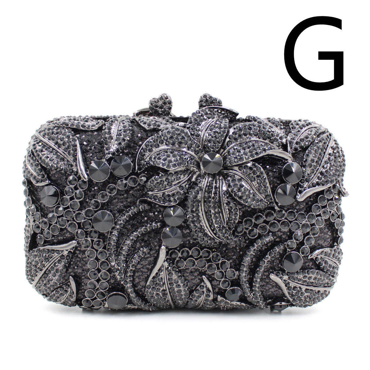 Flower Rhinestone Hollow Clutch