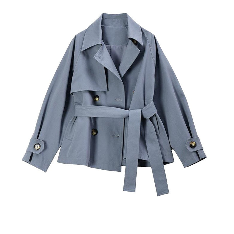 Womens Cropped Trench Coat With A Cinched Waist