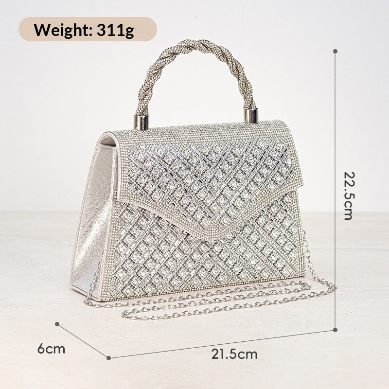 Retro Handbag With A Sense Of High-end Inlaid Crystal's