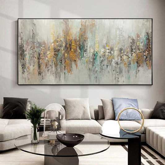 Handmade Abstract Oil Painting On Canvas Light Luxury Horizontal Wall Art For Living Room  Decor