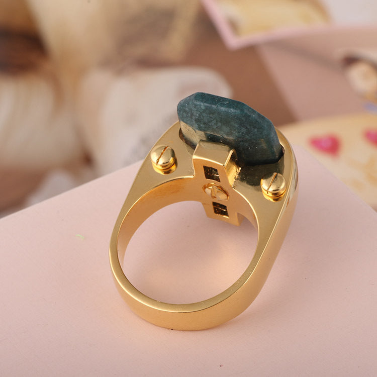 Rectangular natural stone Ring