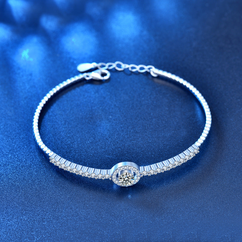 925 Sterling Silver Round Bracelet Korean design moissanite Jewelry