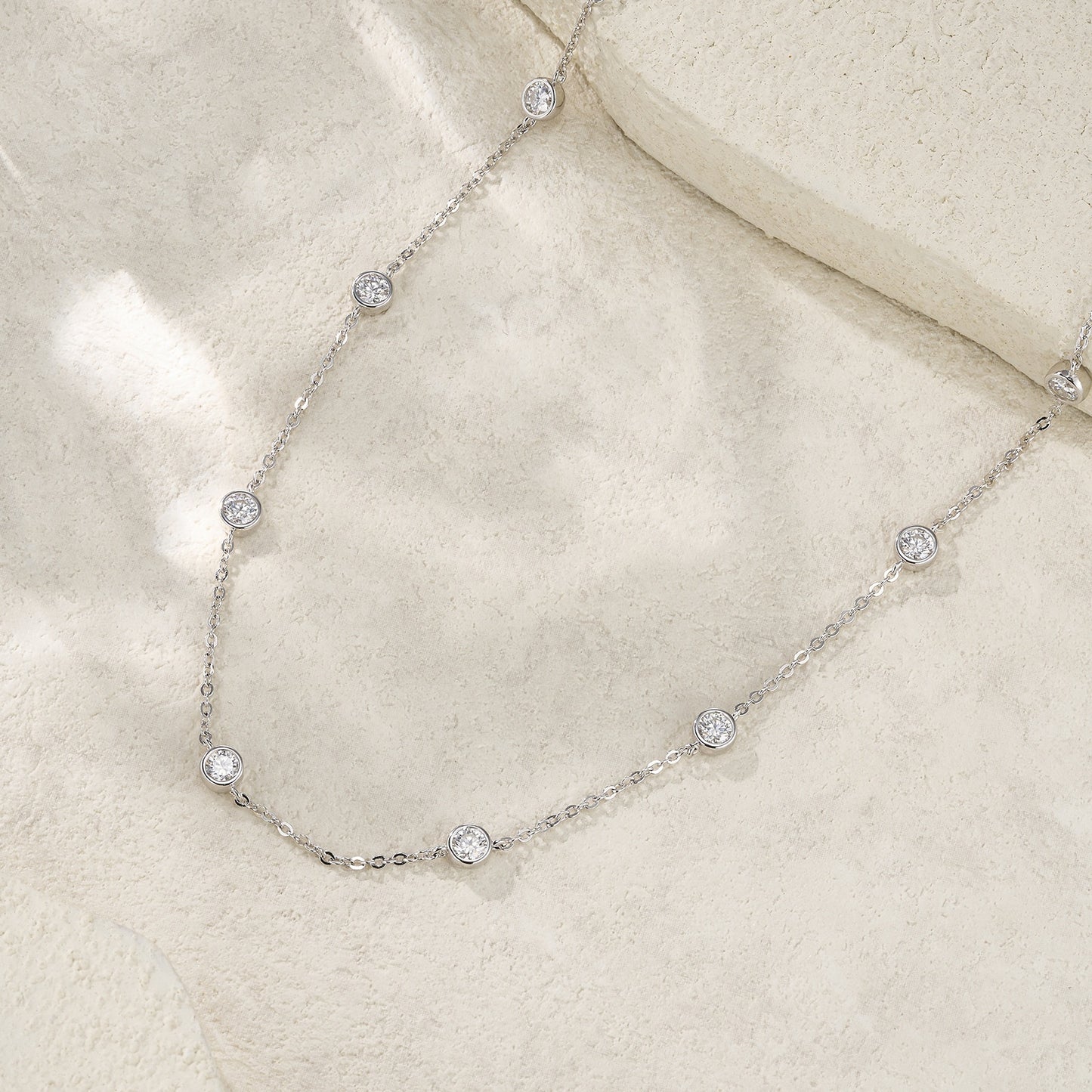 Silver Moissanite Minimalist Design Light-luxury Tassel Clavicle Necklace