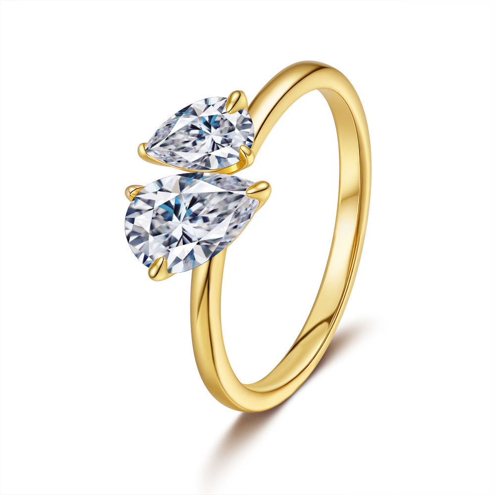 Square Drop Exaggerated 925 Sterling Silver  Moissanite Ring