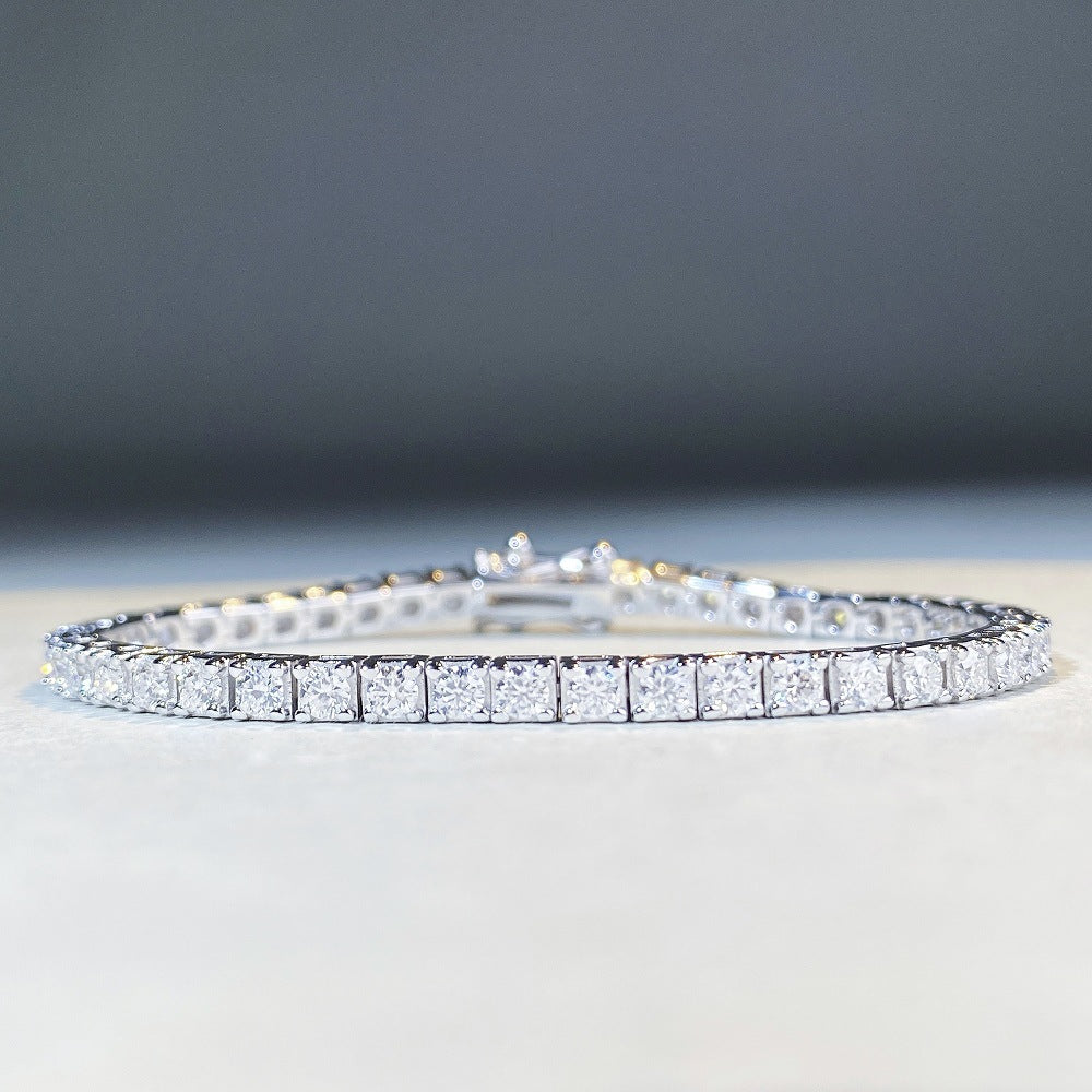 Sterling Silver Tennis Chain Moissanite Bracelet