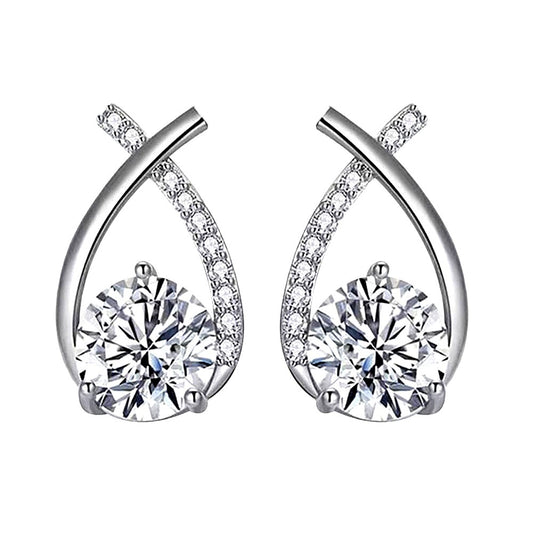 Moissanite 925 Sterling Silver Fishtail Cross Stud Earrings