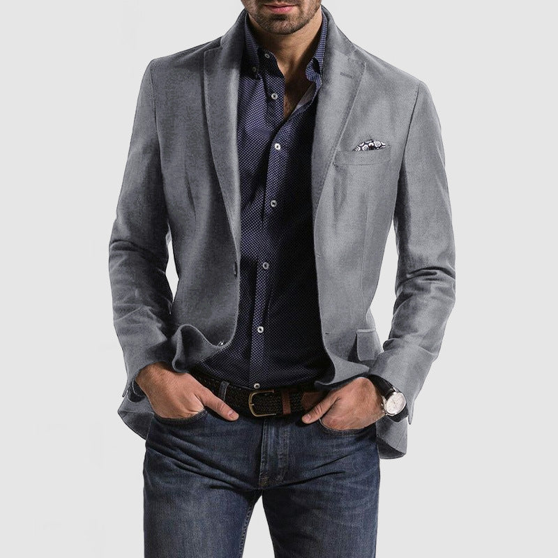Men's Loose Solid Color Double Button Suit Jacket