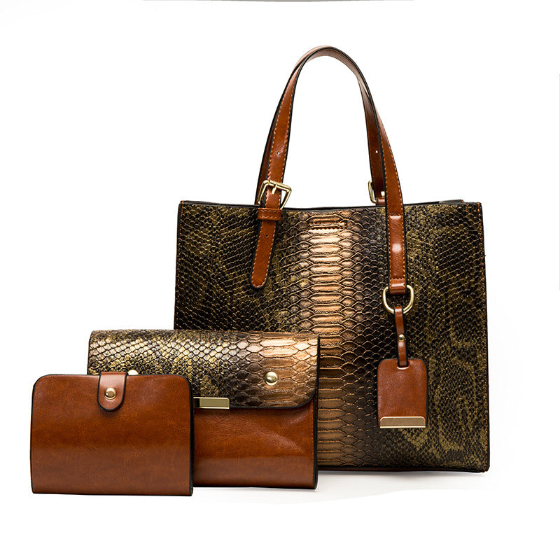 Python embossed Crossbody  Three-piece Bag